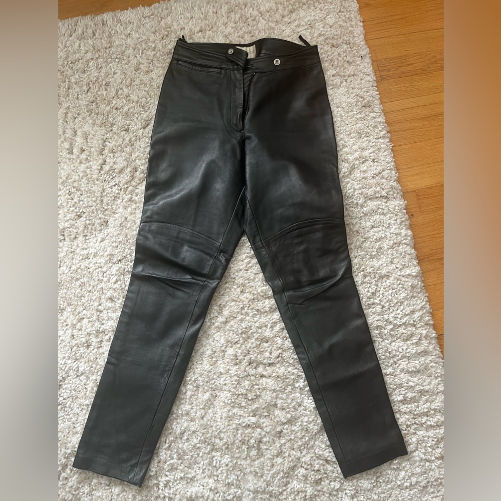 Hugo Buscati black leather pants.